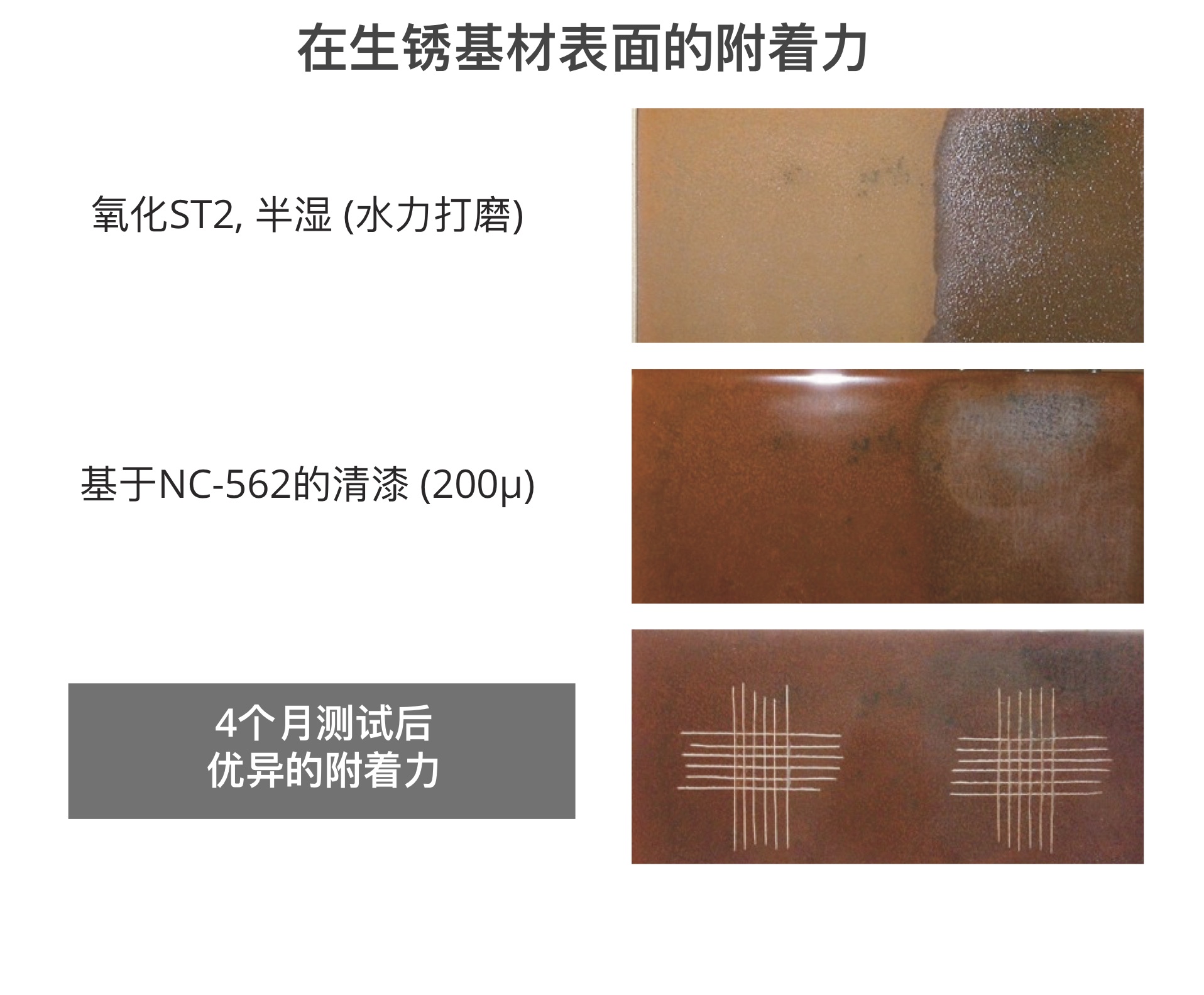 酚醛胺在生锈基材的附着力佳